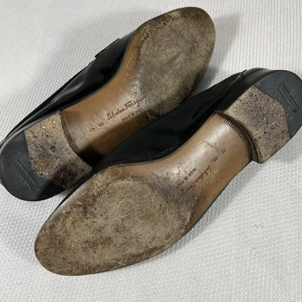 Salvatore Ferragamo Made in Italy Patent Grosgrain Vamp‎ Formal Loafer 8D